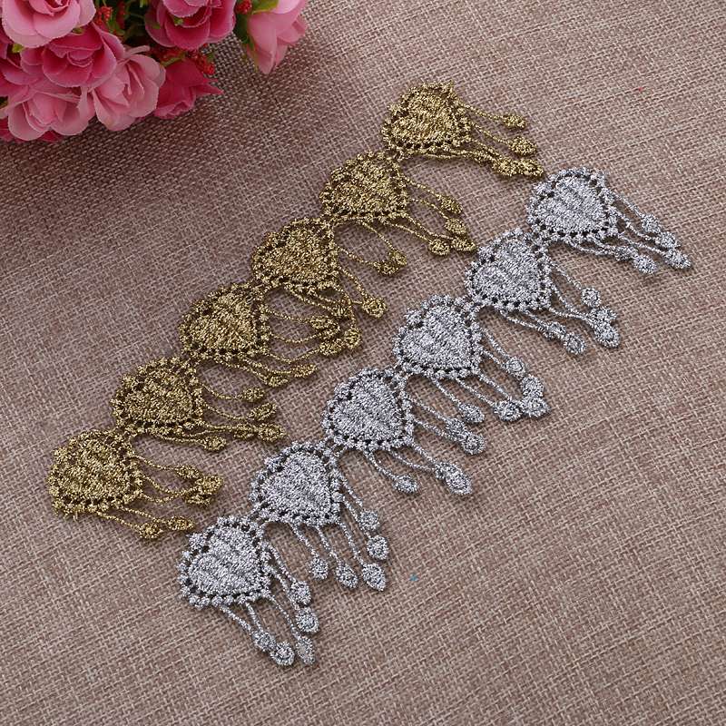 Wanli Lace's best-selling two-color water-soluble gold thread small flower edge Specification image