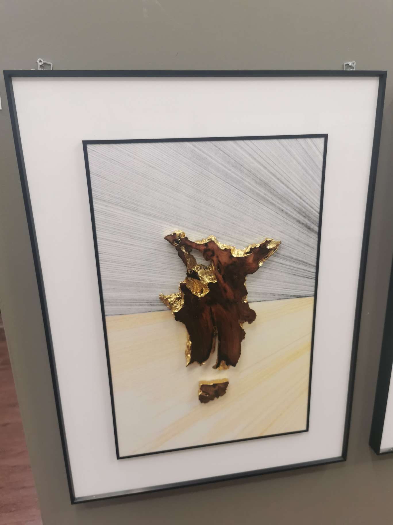 金块现代玄关装饰挂画实物立体画大气新复古别墅酒店软装金属