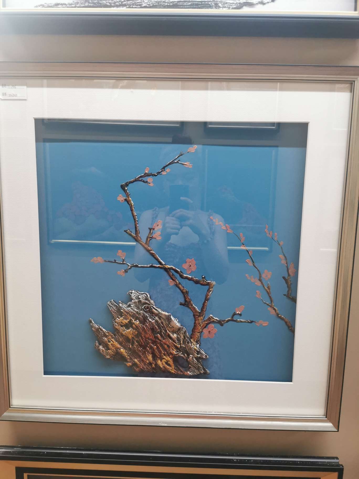 蓝色现代轻奢餐厅玄关墙画抽象金色简约创意六边形新房客厅走廊装饰画