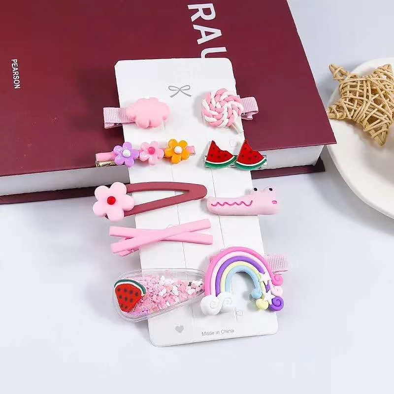 Children's hair clips, colorful headwear, sweet side clips for little girls, one-line clips for young girls to prevent broken hair, bangs clips
