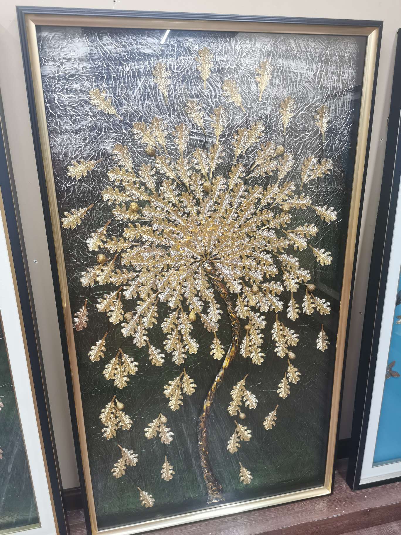 现代玄关装饰挂画实物立体画大气新复古别墅酒店软装金属7