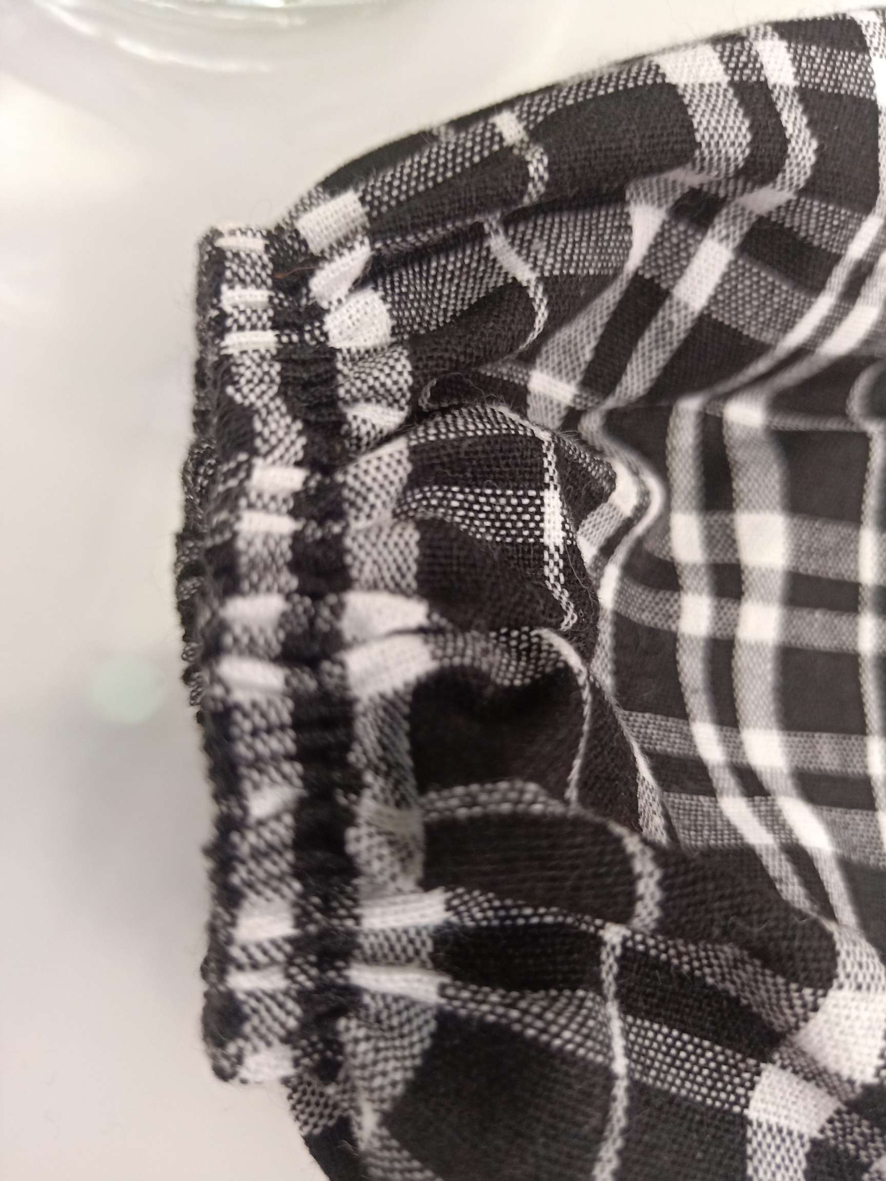 Pure cotton black and white checkered sleeve sleeves details Picture