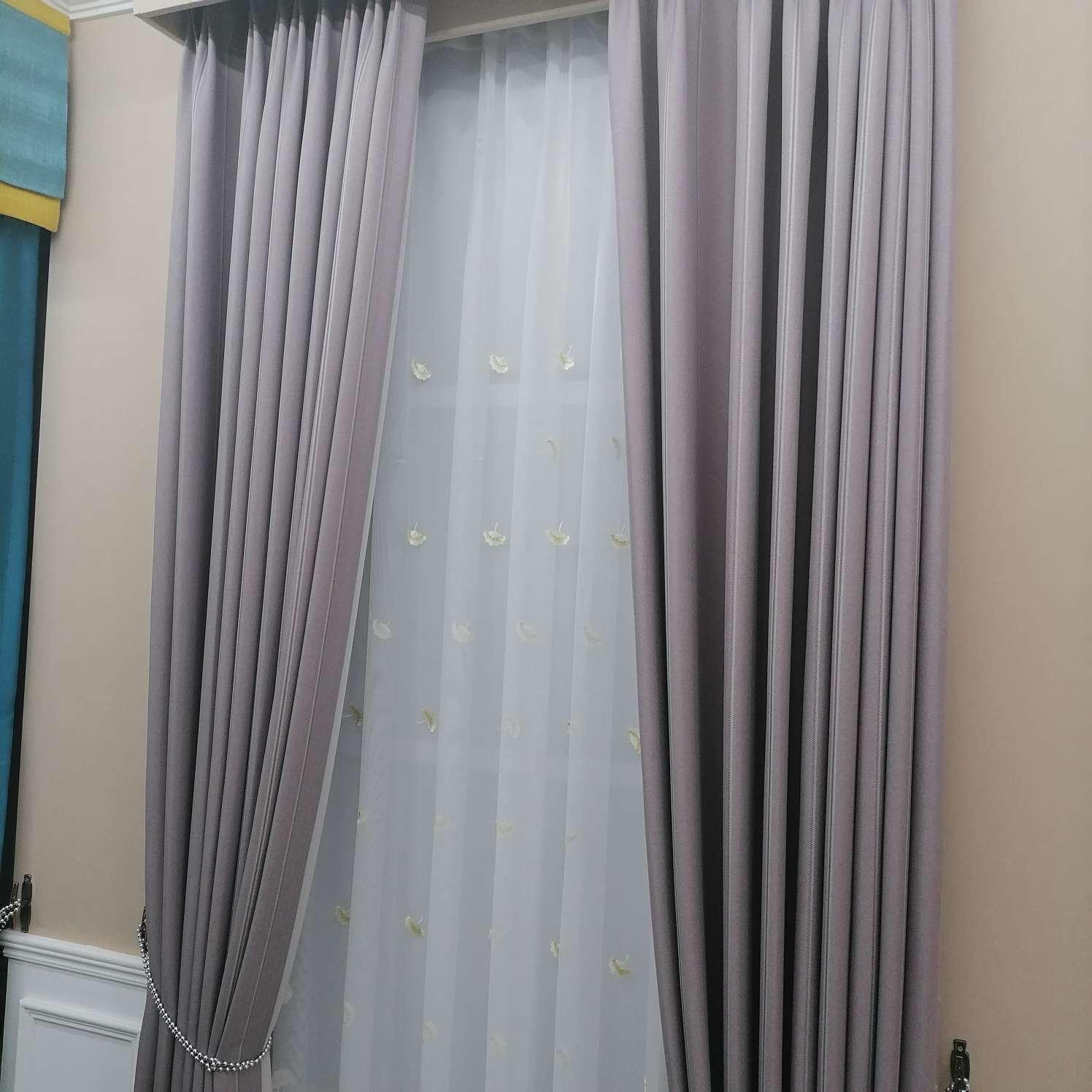 The linen curtain is brown thumbnail
