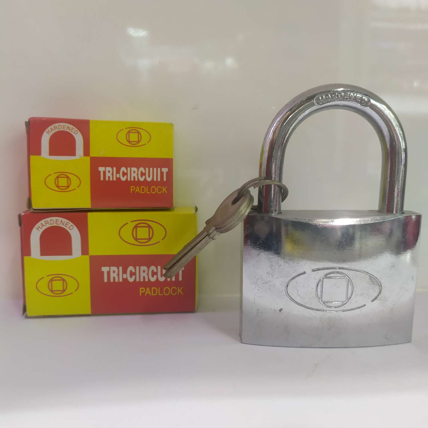 Chrome plated padlock for 63mm single key.
