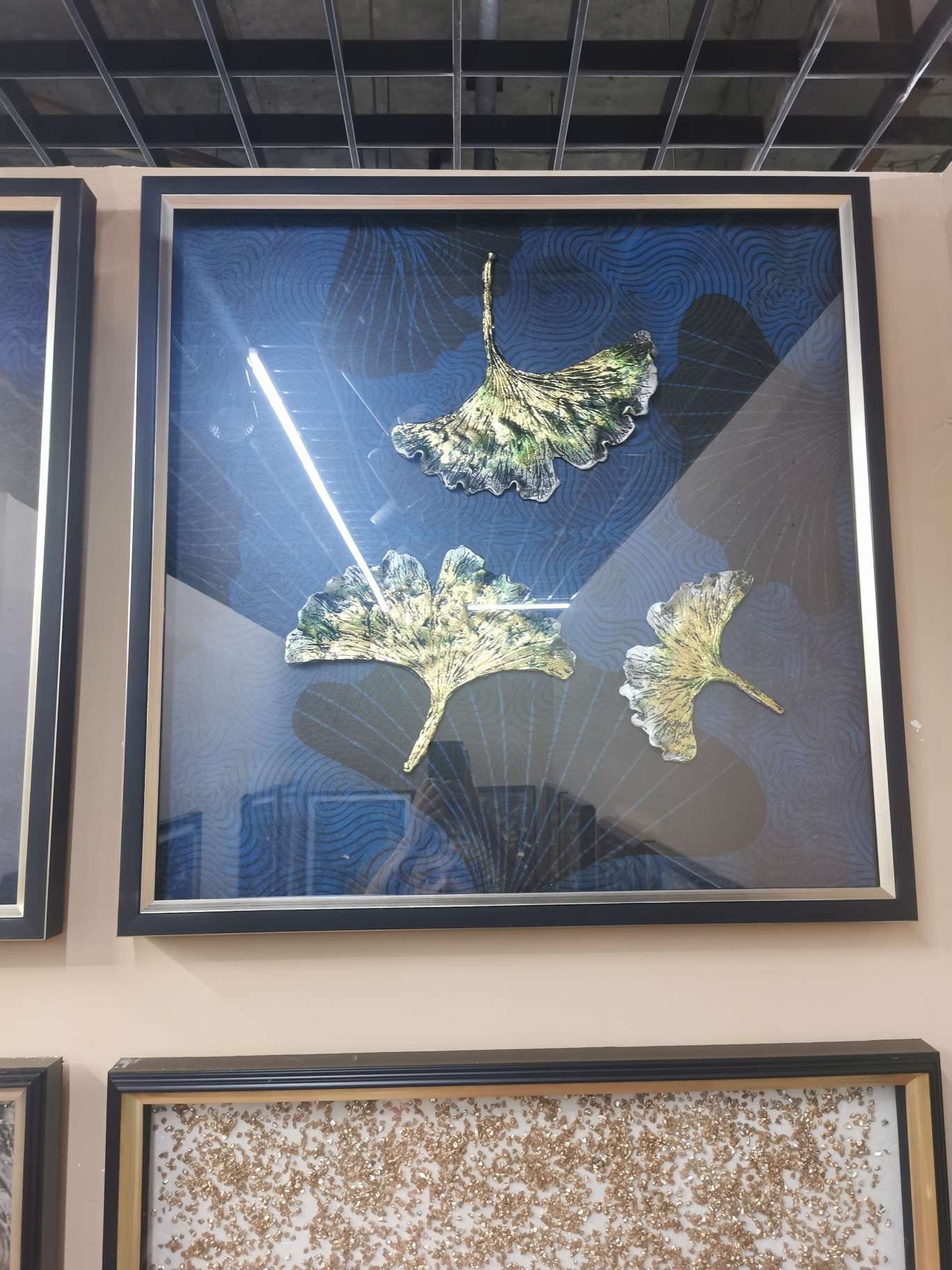 现代玄关装饰挂画实物立体画大气新复古别墅酒店软装金属24