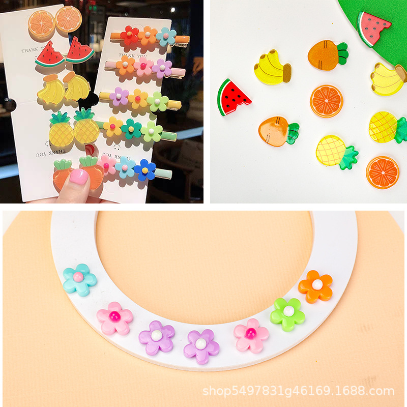 厂家直销女孩头绳diy树脂小花爆款饰品发夹树脂滴油配件可爱发饰