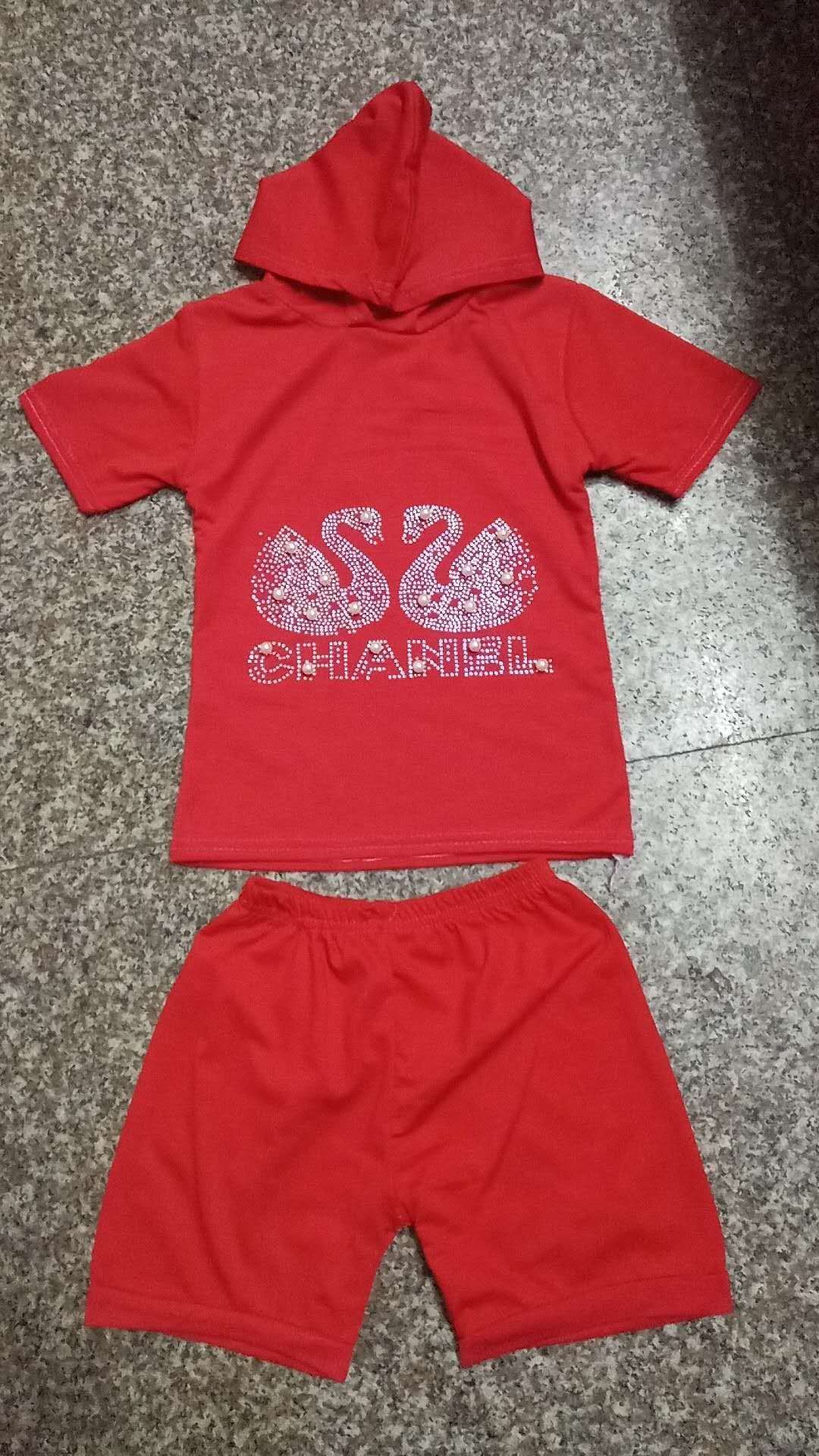 Children's wear Men's and women's wear Summer wear 2020 Summer red new leisure suit for children fashionable children two-piece suit thumbnail