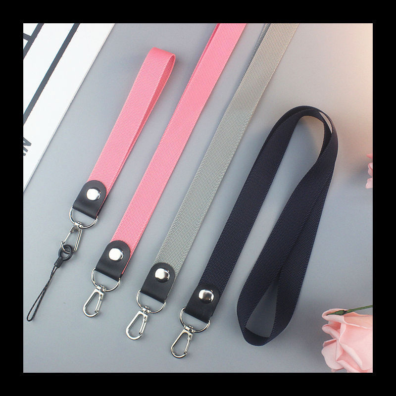 Simple solid-color phone lanyard, men's key long and short buckle, women's neck lanyard, trendy wrist short lanyard, versatile undefined