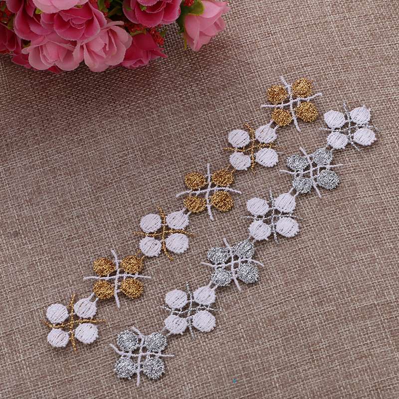 Wanli Lace's best-selling two-color water-soluble gold thread small flower edge details Picture