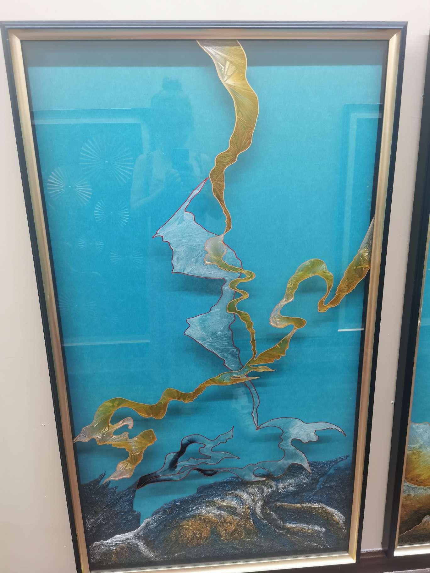 石中花现代玄关装饰挂画实物立体画大气新复古别墅酒店软装金属