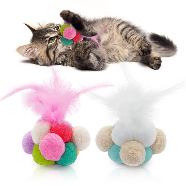 宠物猫玩具球套装七彩手工铃铛弹力球耐玩玩具球分大中小三个规格型号！详情图9
