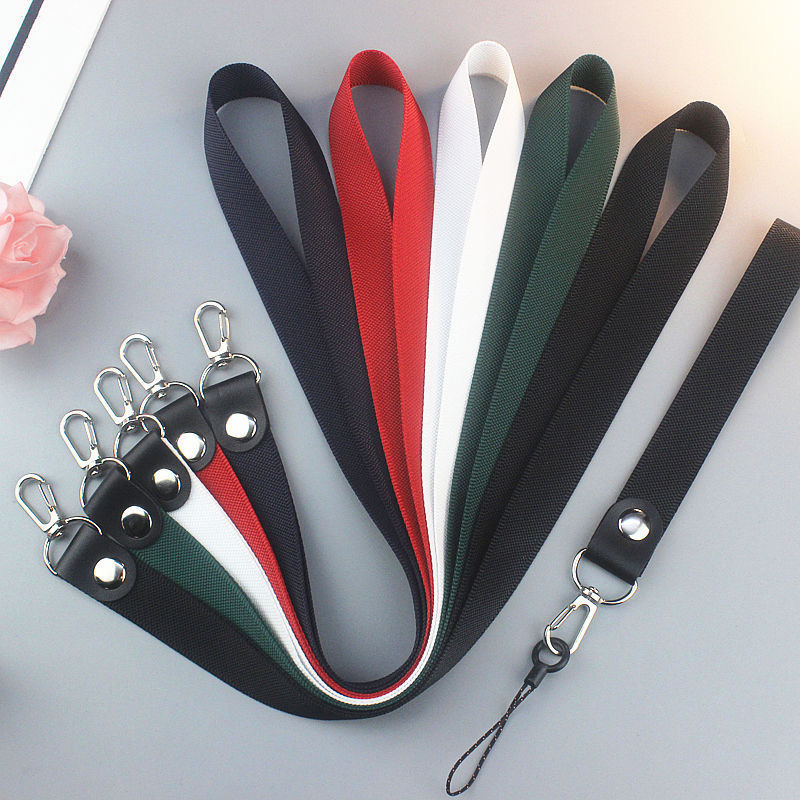 Simple solid-color phone lanyard, men's key long and short buckle, women's neck lanyard, trendy wrist short lanyard, versatile details Picture