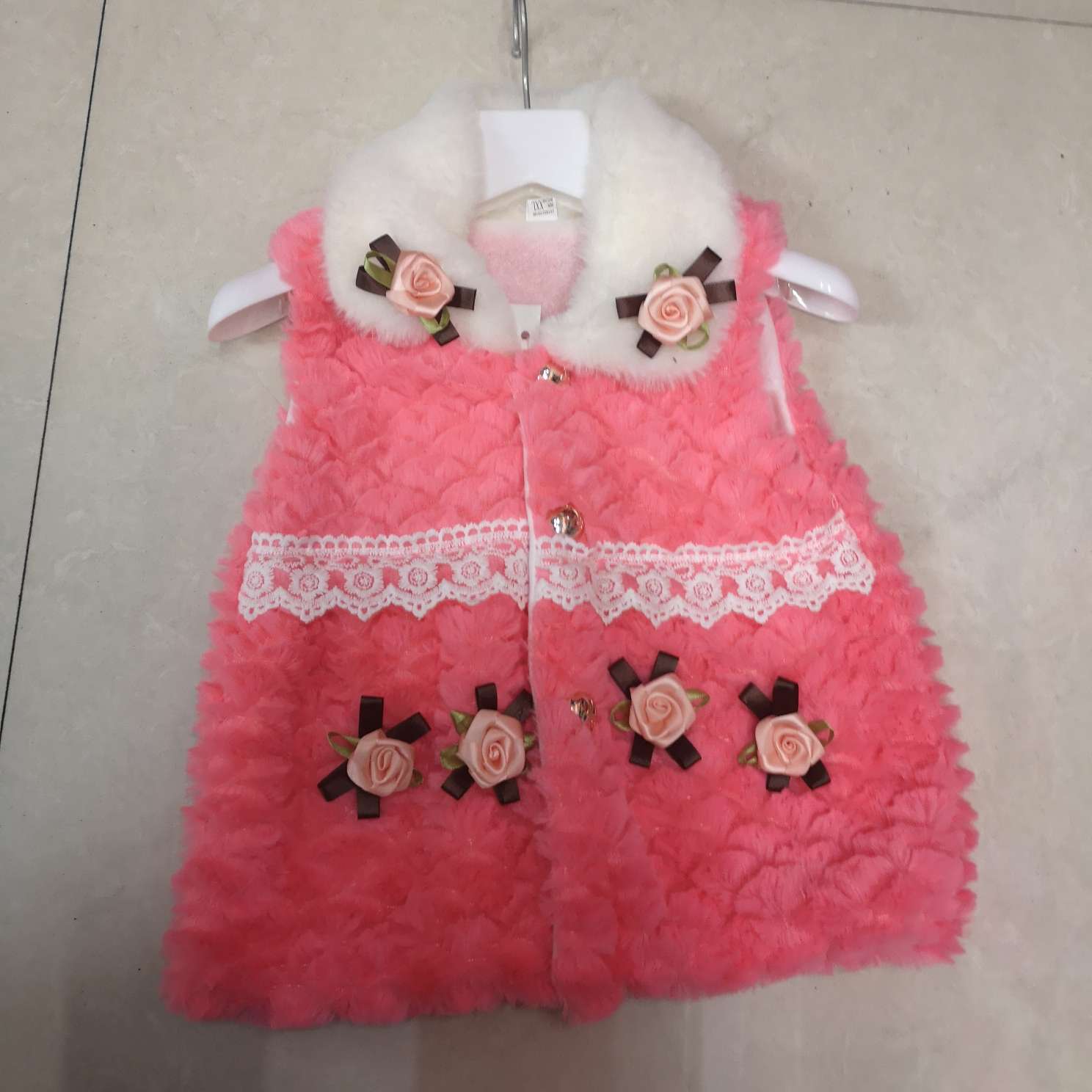 Baby cotton-padded suit thickened flower-patterned vest for girls 0-3 years old for winter and winter wear thumbnail