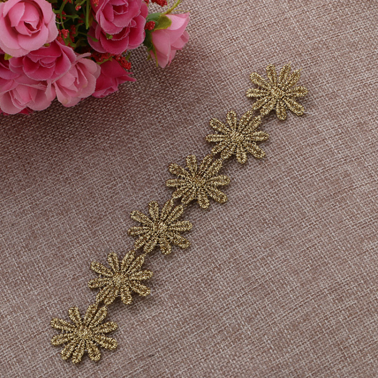 Wanli Lace's best-selling two-color water-soluble gold thread small flower edge undefined