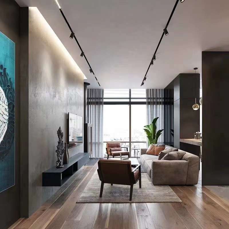 Borderless embedded creative magnetic track light, no main light, diffused light line spotlight, commercial lighting, hotel and villa Item Picture