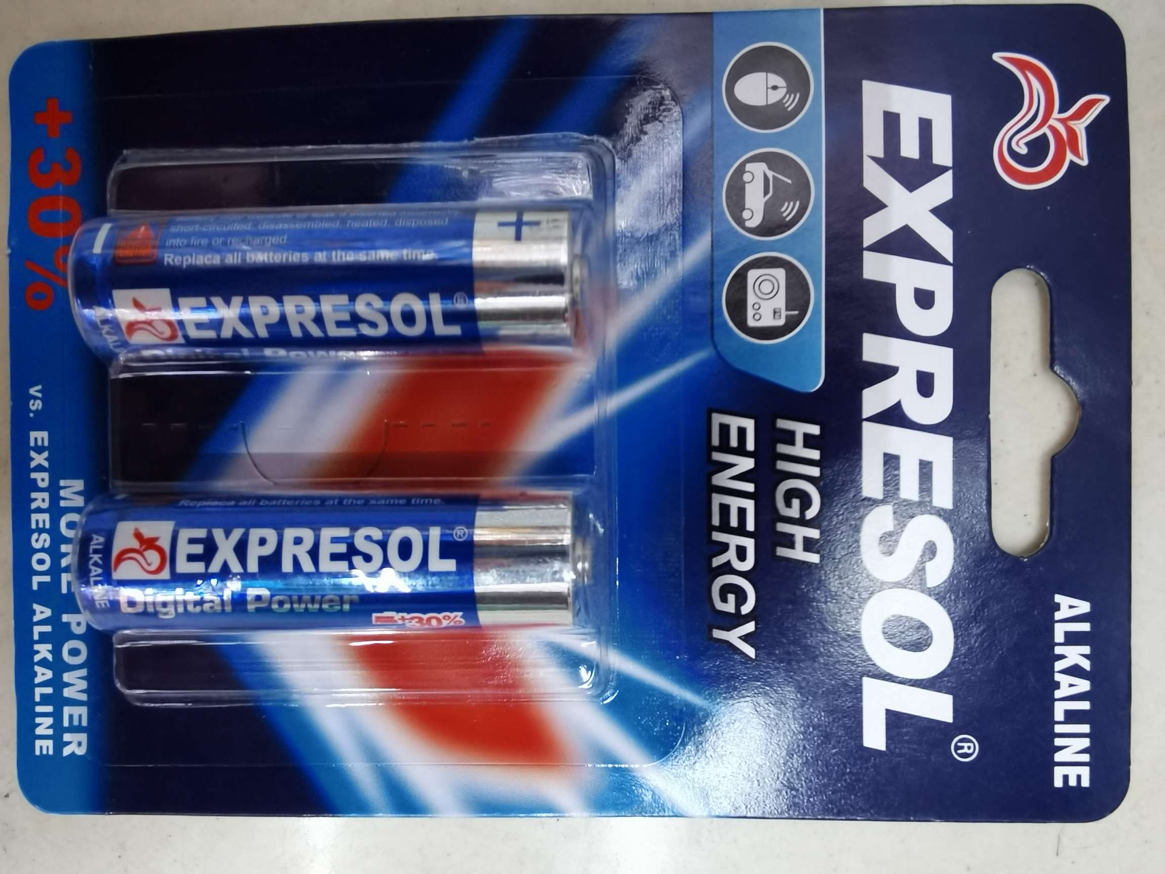 EXPRESOL 2PCS AA碱性吸卡电池