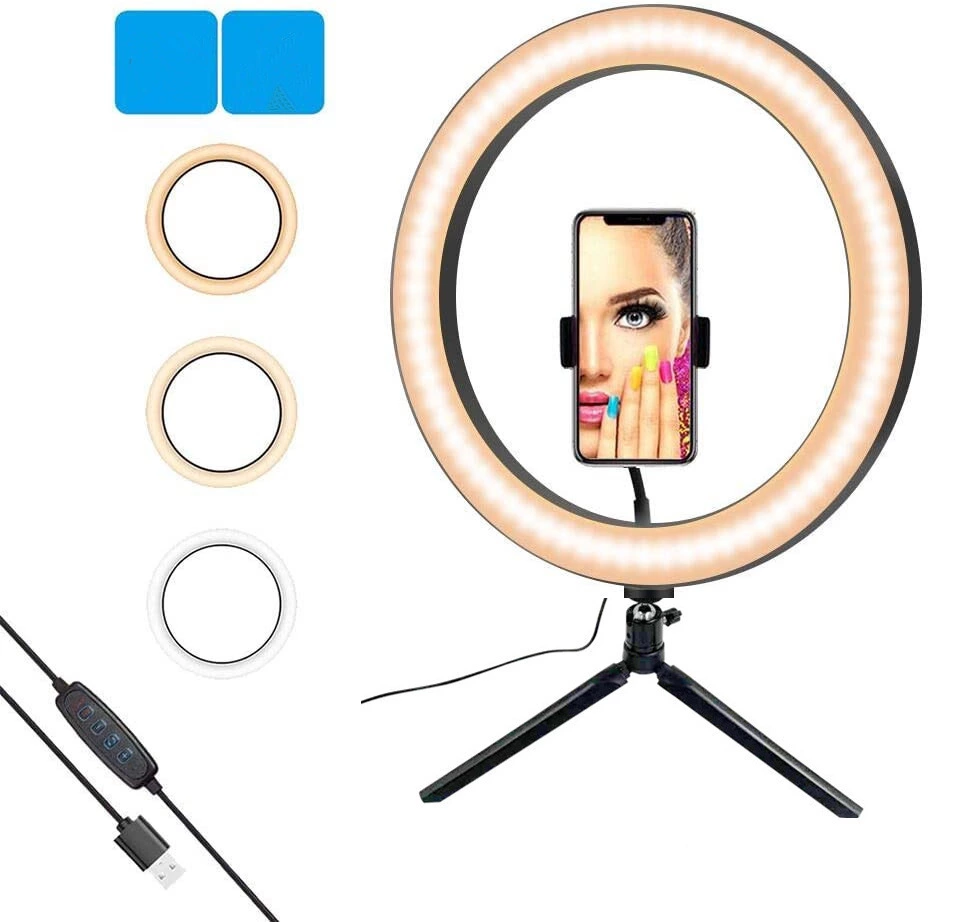 10-inch ring-shaped light strip tripod mobile phone desktop beauty fill light undefined