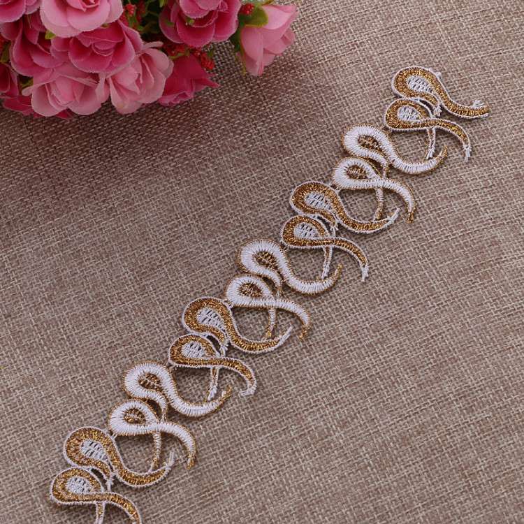 Wanli Lace two-color water-soluble gold thread clothing accessory lace Specification image