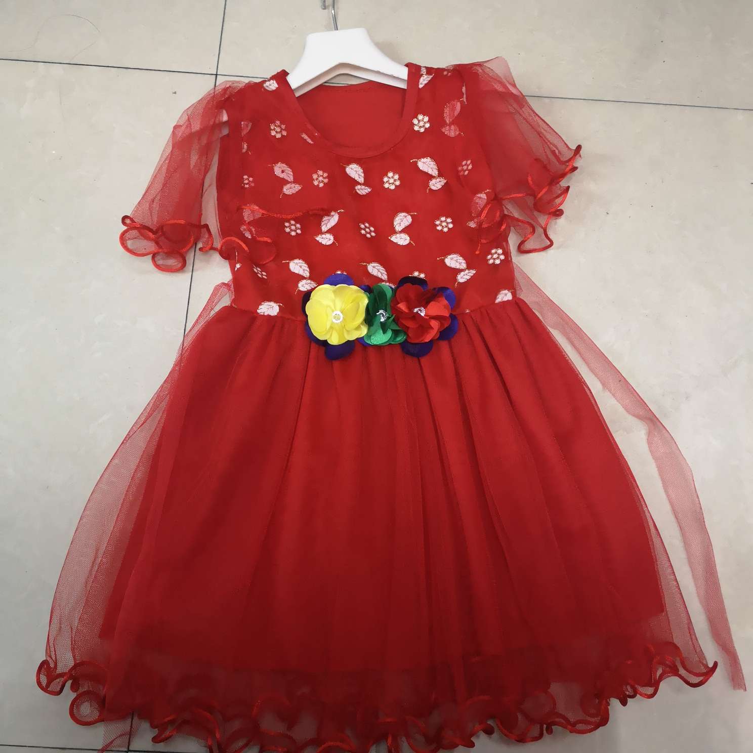 2020 new summer girl's dress Lace new girl's dress Short sleeved Korean version of little girl princess gauze dress thumbnail