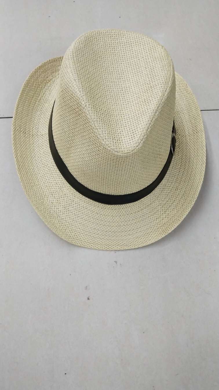 大沿皮带牛仔礼帽米黄