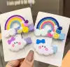 New Korean-style popular children's rainbow candy side clip hair clip, cute colorful cloud bangs and broken hair clip details Picture