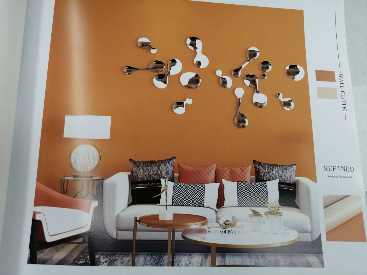 恒致现代北欧风新中式墙布REFINED 3客厅①橙色系