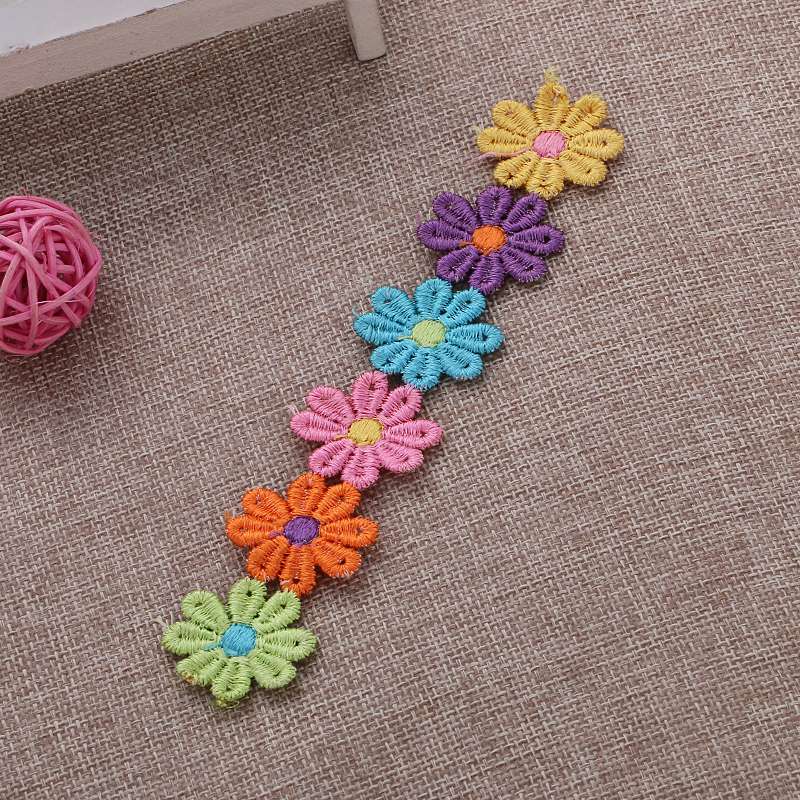 Elegant lace with colorful flower strips