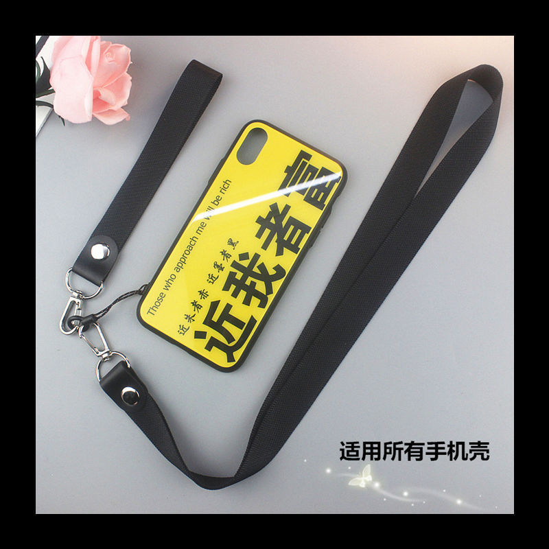 Simple solid-color phone lanyard, men's key long and short buckle, women's neck lanyard, trendy wrist short lanyard, versatile Specification image