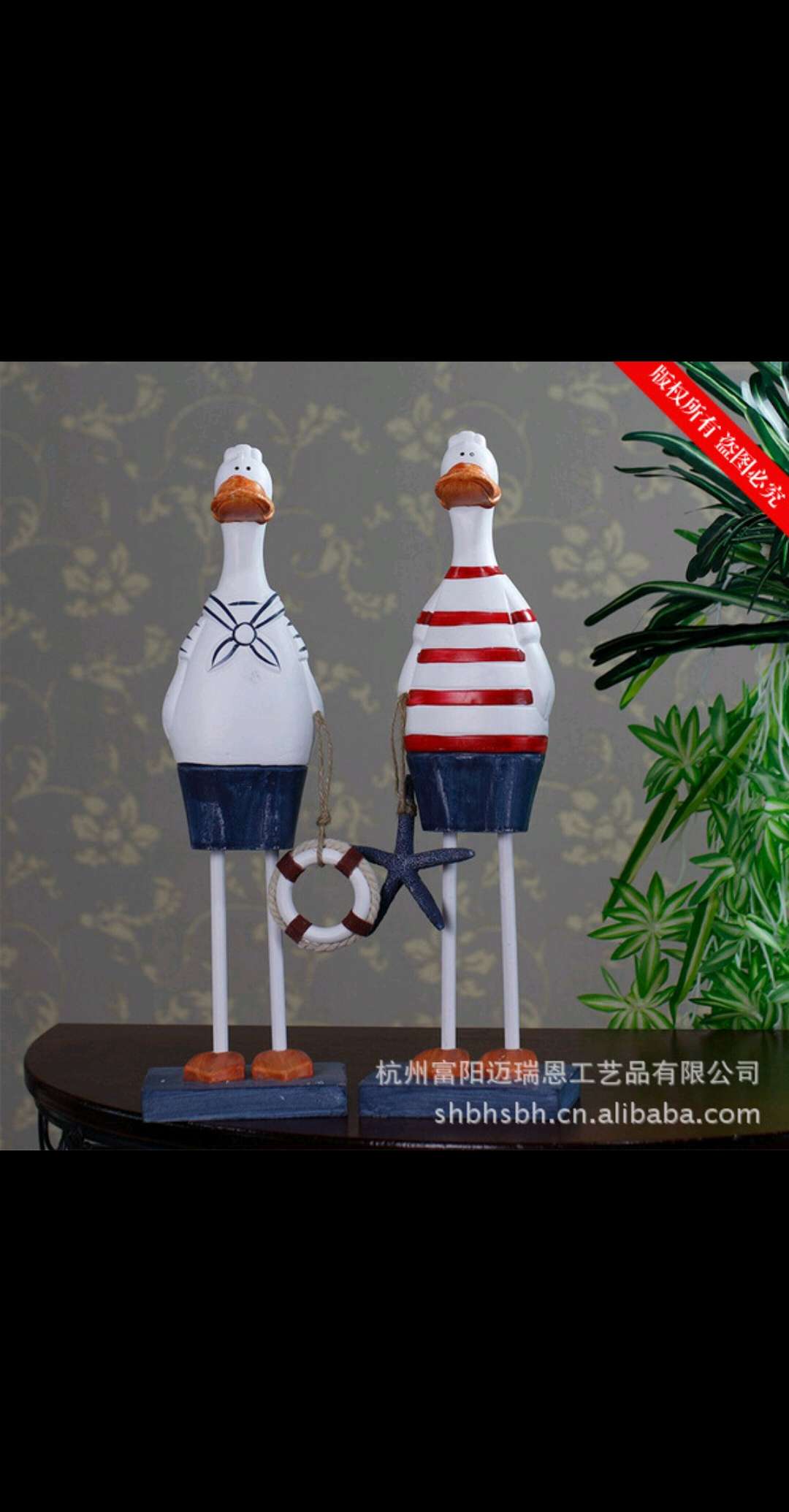 Lovers' Duck household ornaments are hand-carved wooden ornaments. Navy duck MA12001A/B thumbnail