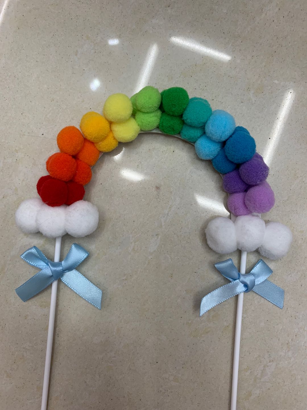 彩虹毛球条 高弹毛球 蛋糕配件毛球细节图