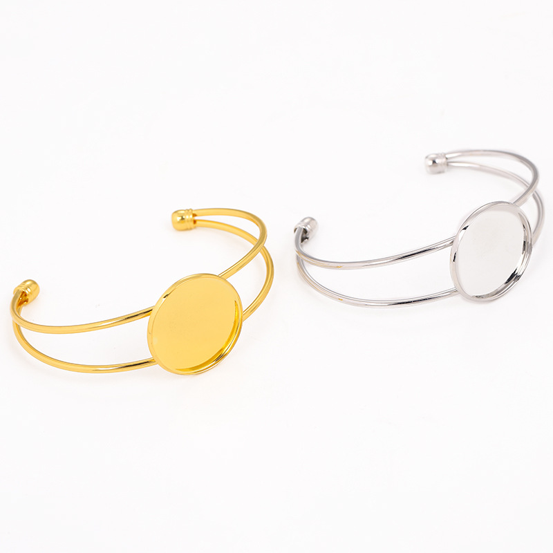 厂货源头工厂挂镀手镯圆型倒膜托入10/25mm时尚复古配件（ST001）产品图