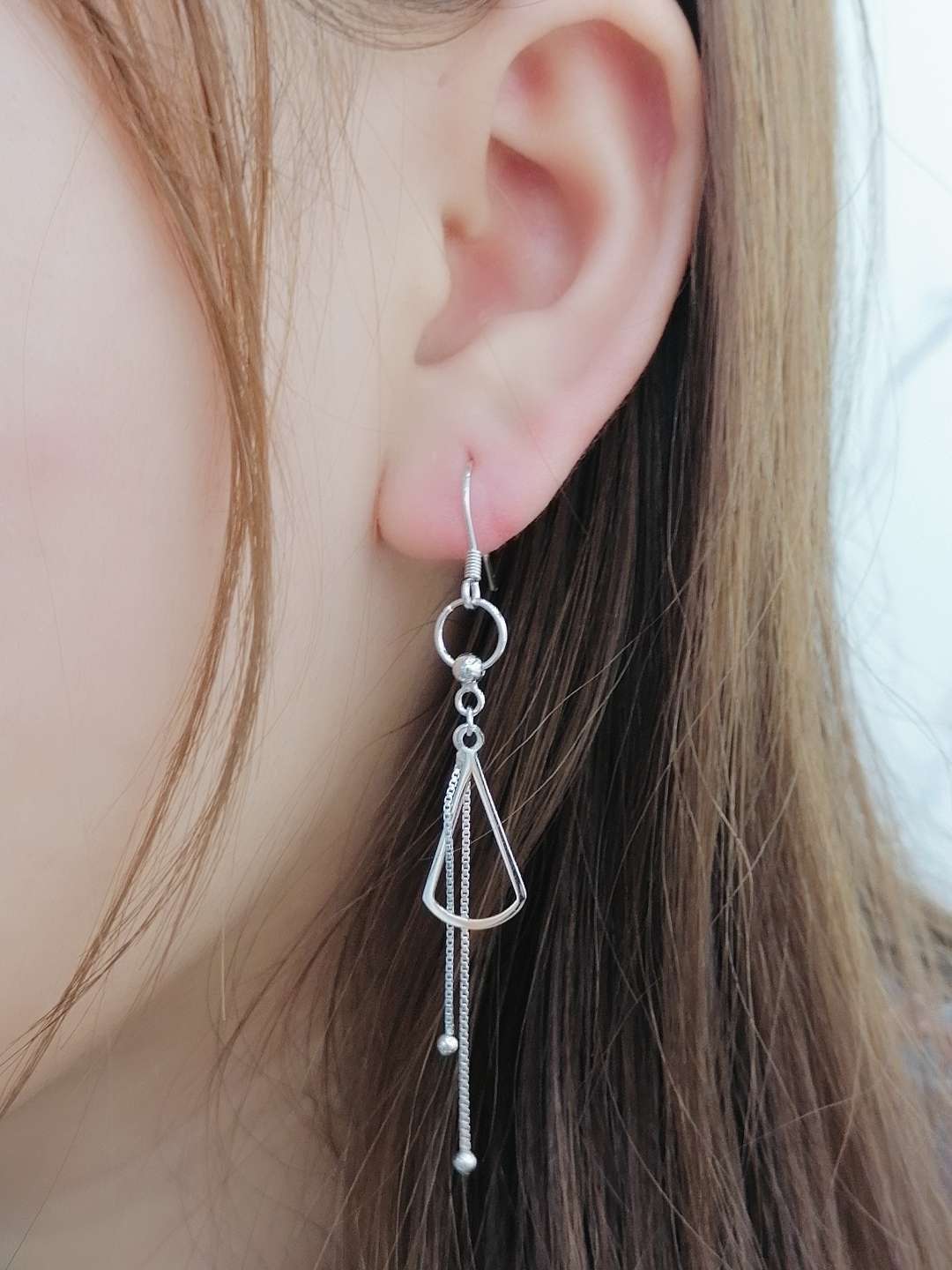 Bamboo peak jewelry sterling silver fan-shaped earrings hanging ring earrings tassel earrings thumbnail