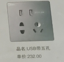 奔腾解构全屋顶美的D1系列USB带五孔插座