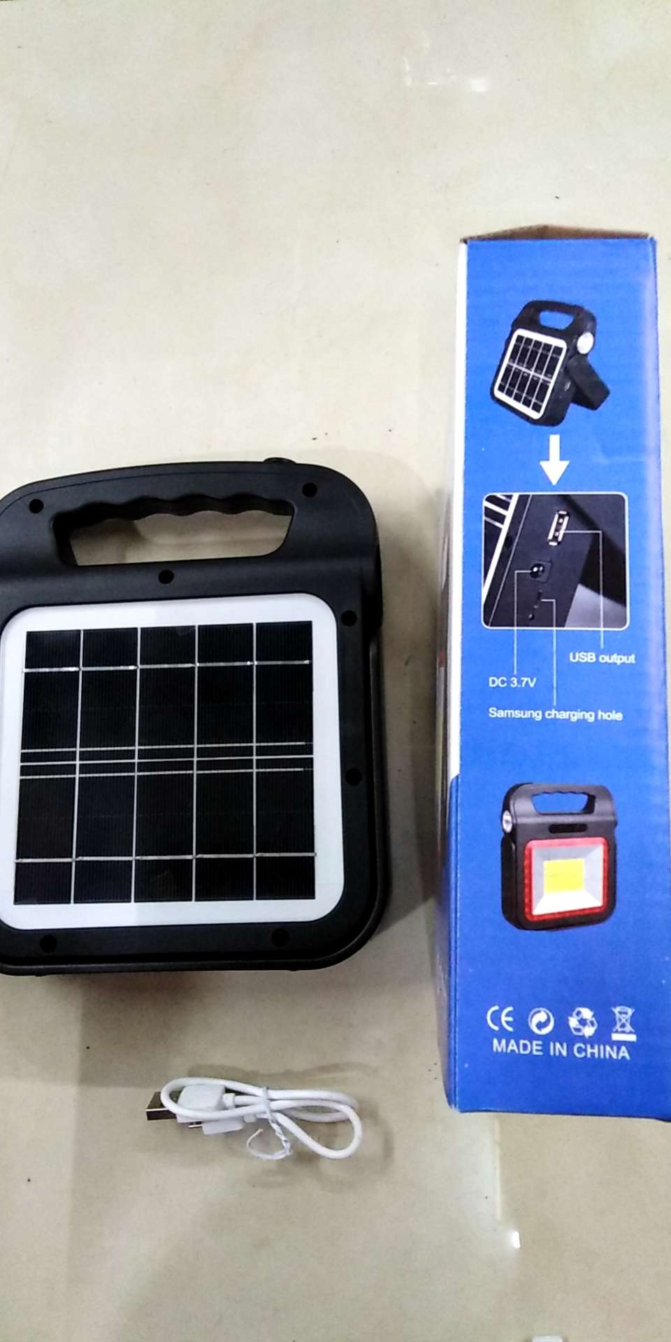 T一905太阳能工作灯，内置2节1200电池，uSB线充电，彩盒一件36PCS详情图9