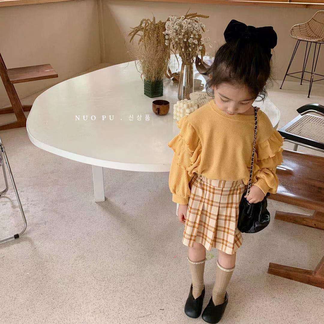 欧美风童装2020秋装新款女童洋气撞色毛衣半身裙二件套装