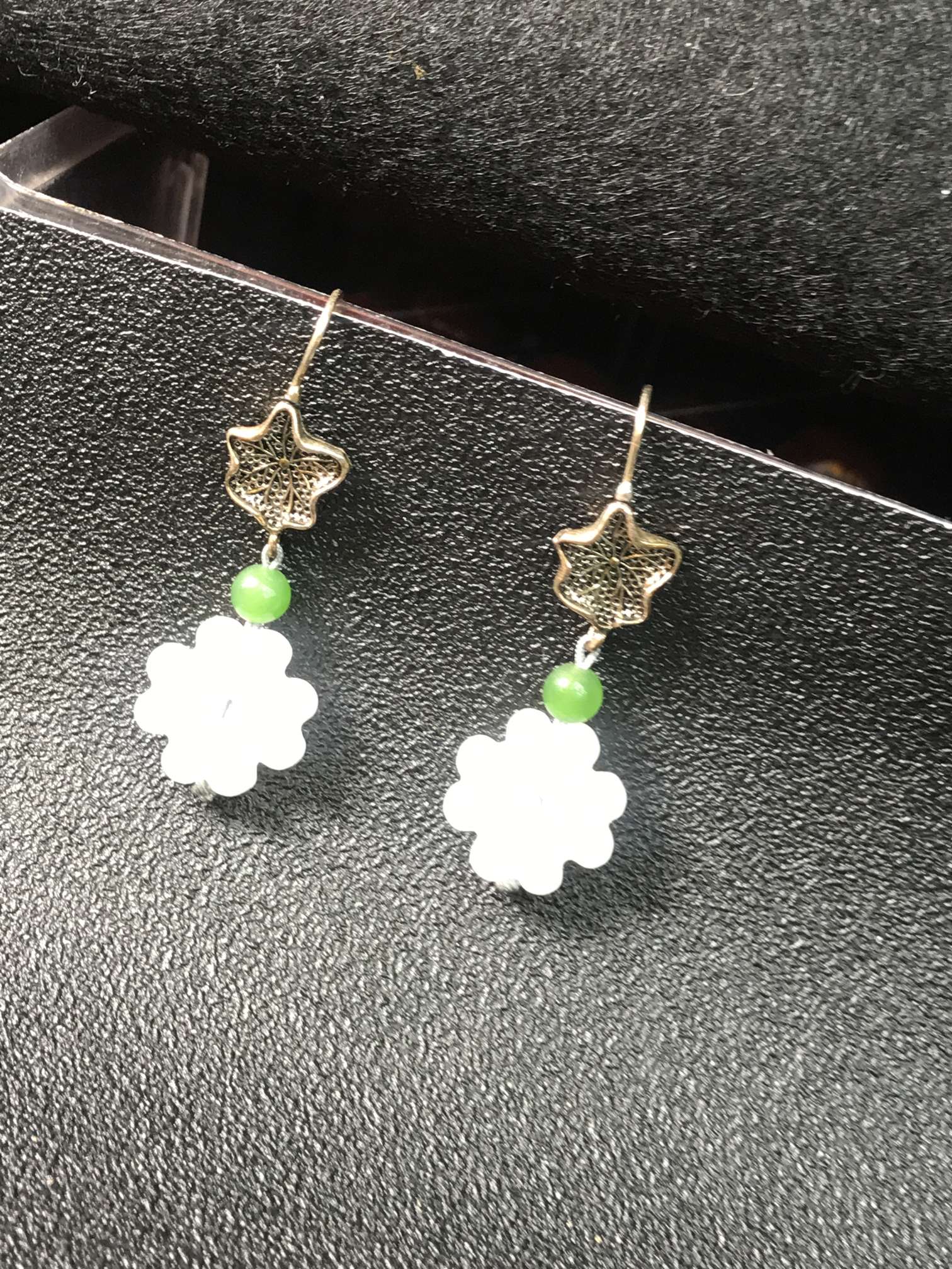 Hetian white jade earrings