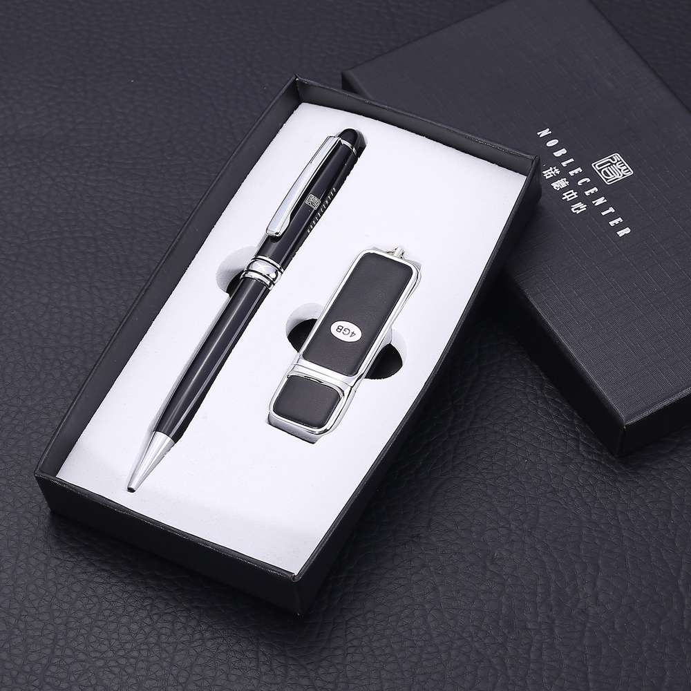 Creative USB set: Metal pen, signature pen, Gift pen, Business Office USB flash drive, gift set Item Picture