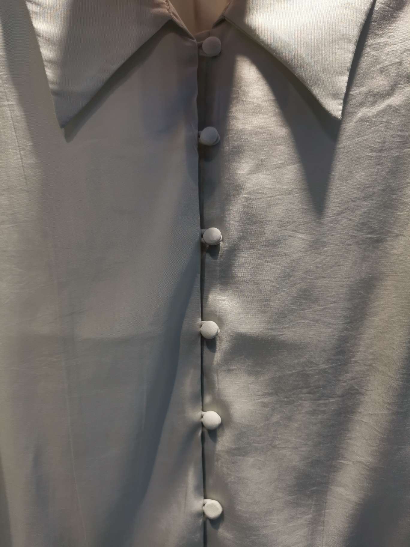 Fashionable pointed-collar button-up women's top details Picture