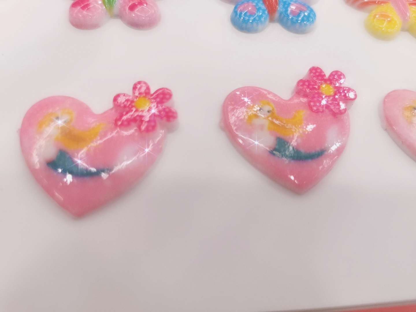 Peach heart lovely mermaid light children's headdress BB clip paste accessories acrylic in various colors thumbnail