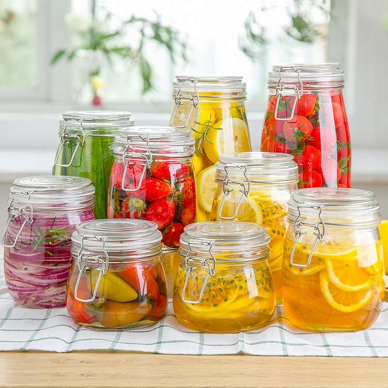 Sealed jar, glass bottle with lid, passion fruit, honey, lemon jar, food storage jar, household Application Scenario