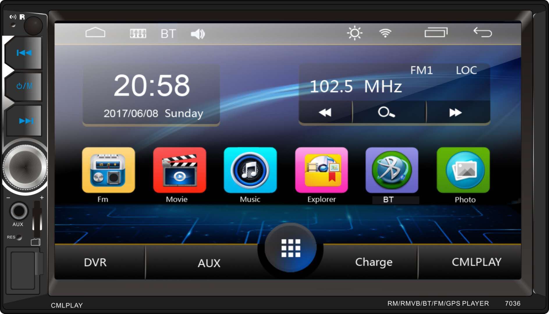 Car Dual Bluetooth Mp5 Host 7036