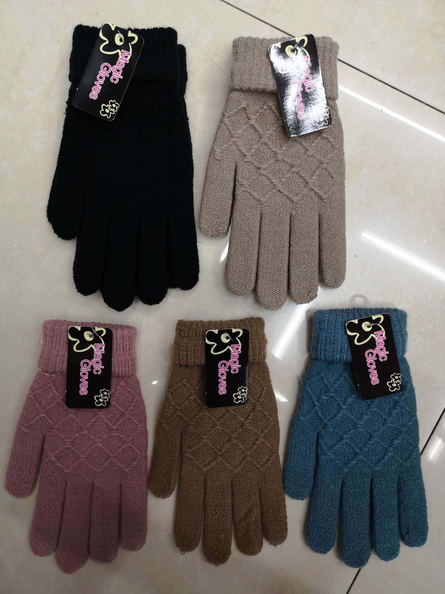 Jacquard diamond-shaped fashion gloves