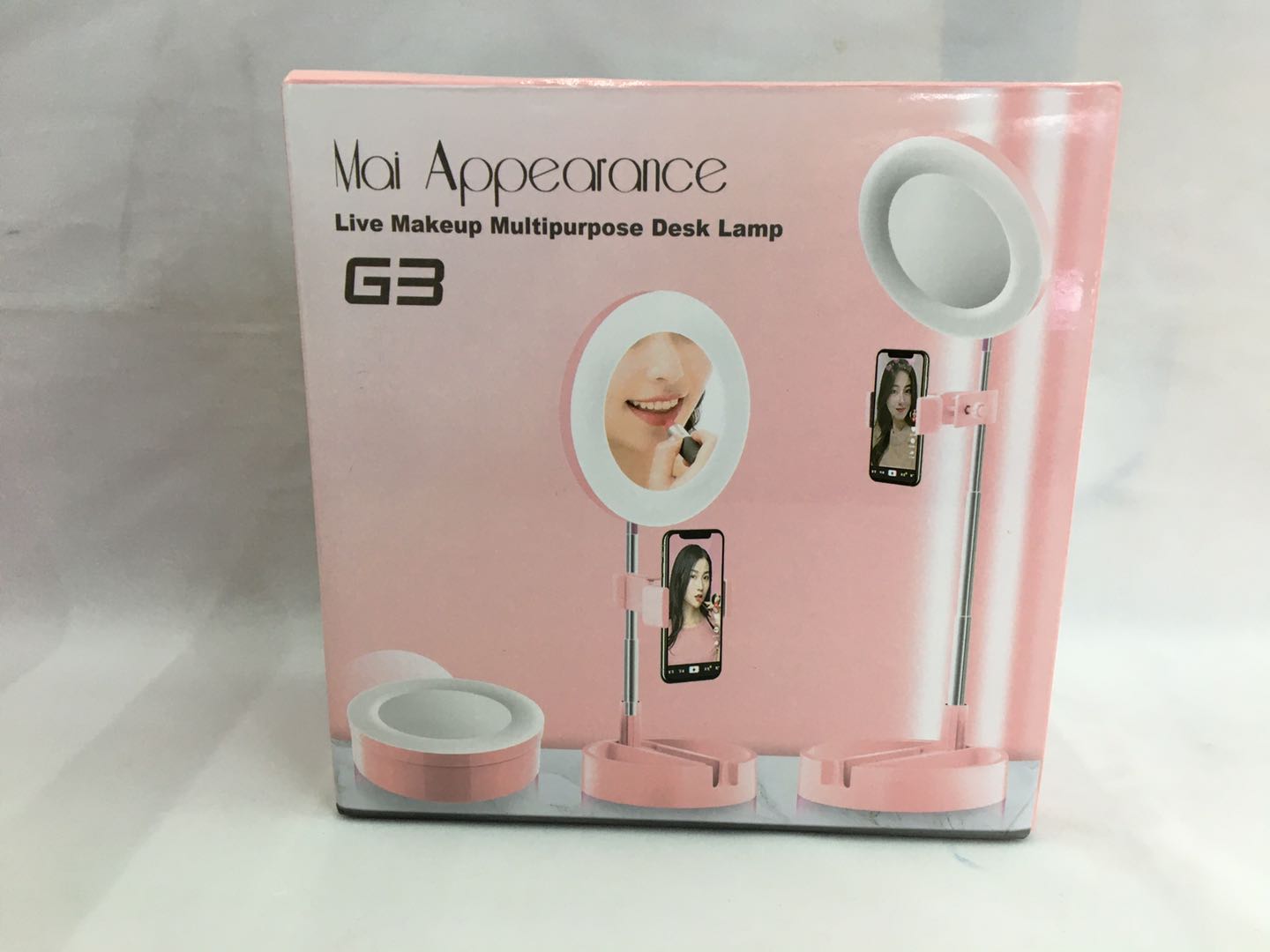 桌面补光镜化妆镜直播镜子美白白底实物图