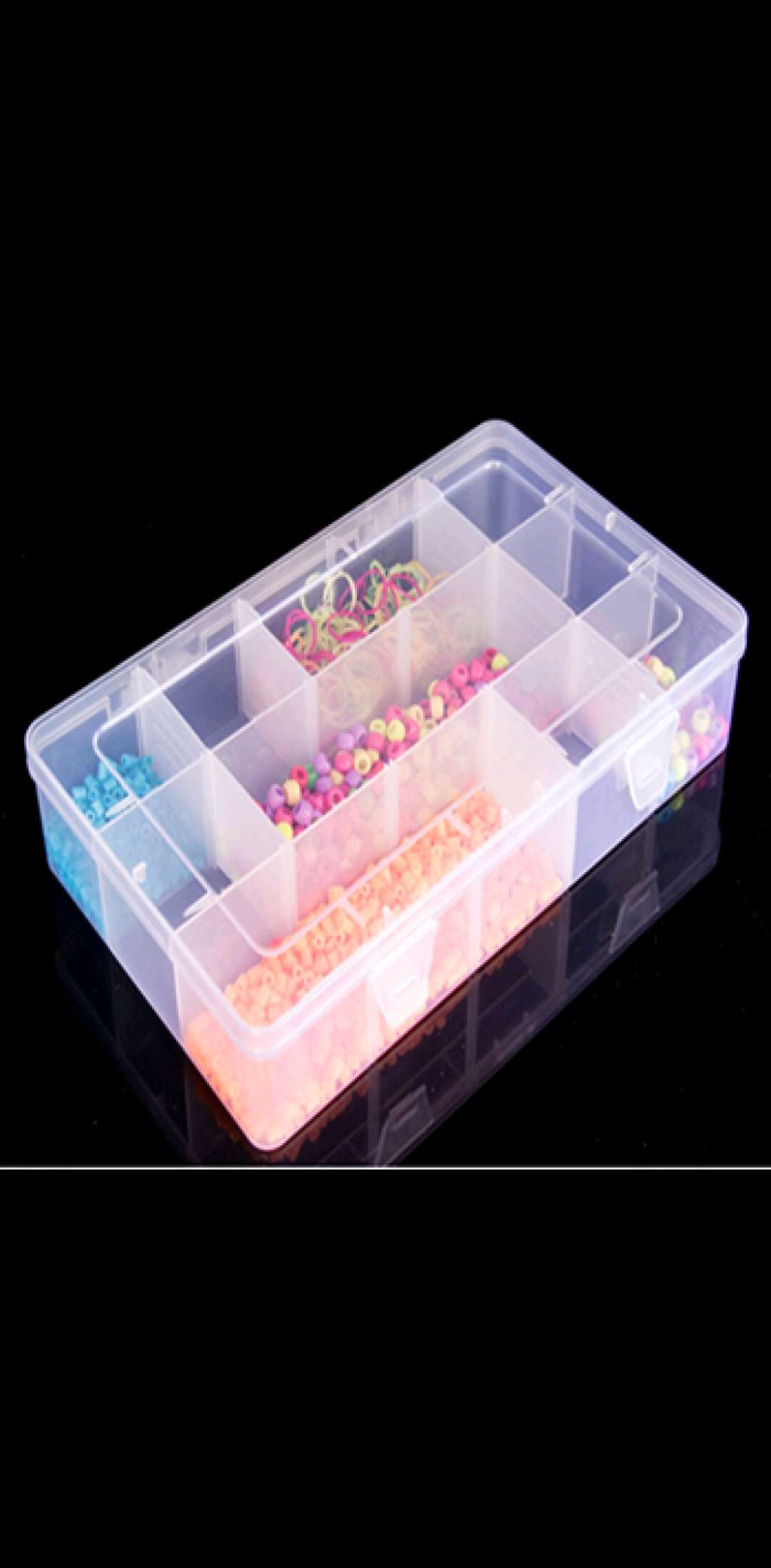 厂家批发大号15格透明塑料可拆卸整理收纳盒储物首饰盒药收纳盒白底实物图