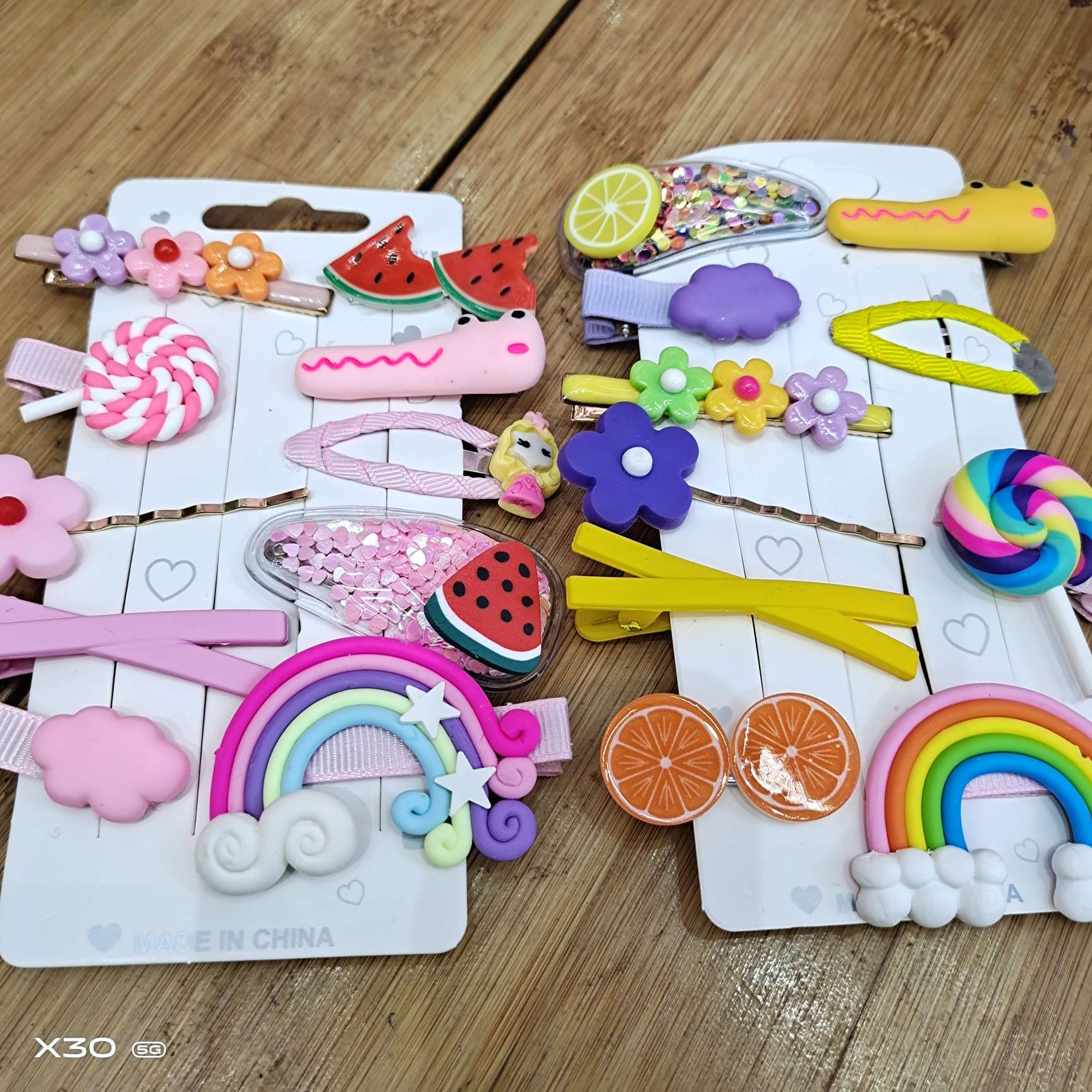 Handmade soft pottery children's hair accessories Headpiece fruit rainbow lollipop girl hairpin Baby hairpin Girl bangs clip