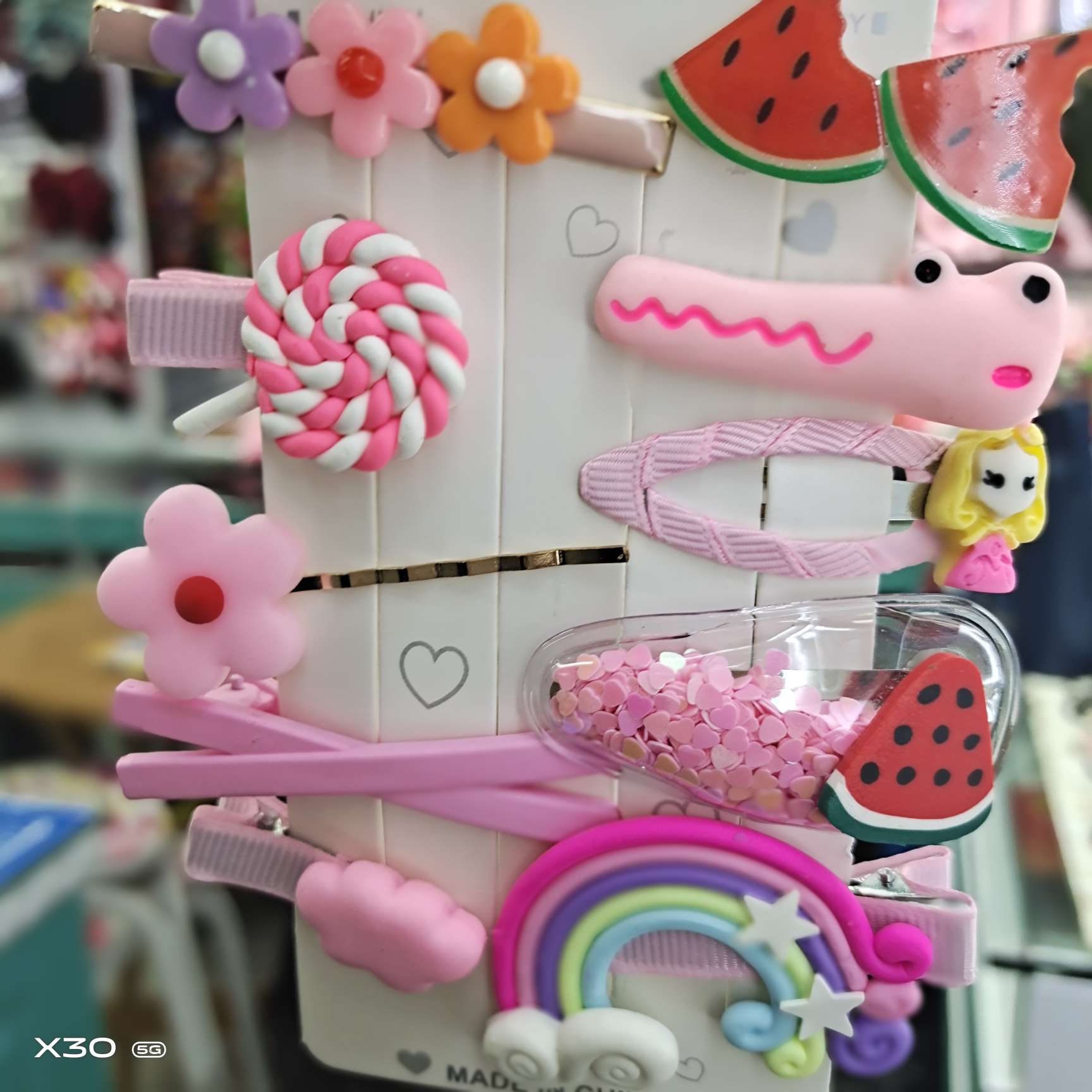 Korean version of Instagram fruit hairpin girl little fresh flower hairpin girl rainbow clouds cute candy duck beak clip thumbnail
