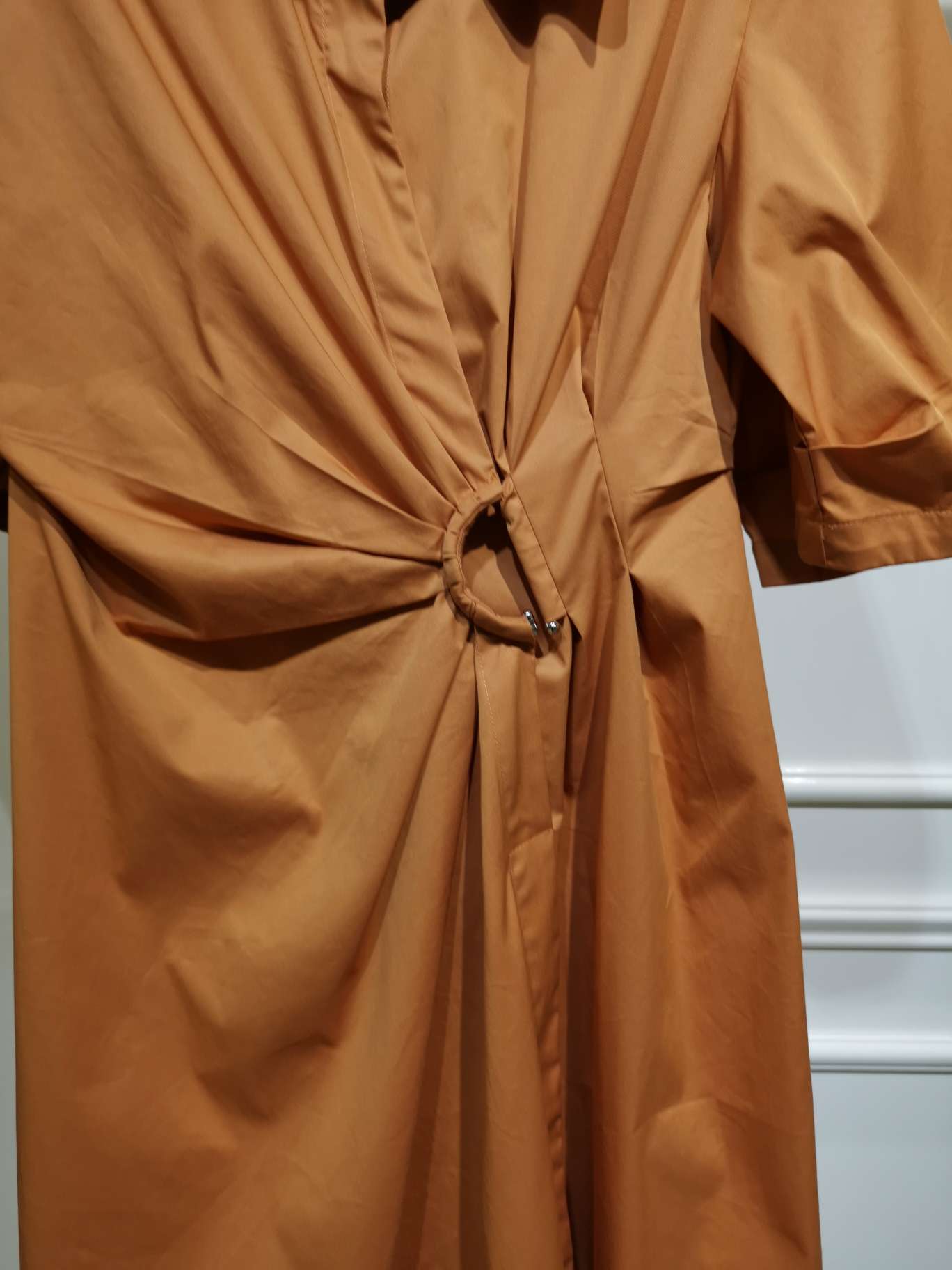 Orange lapel fashionable waist-cinching women's dress details Picture