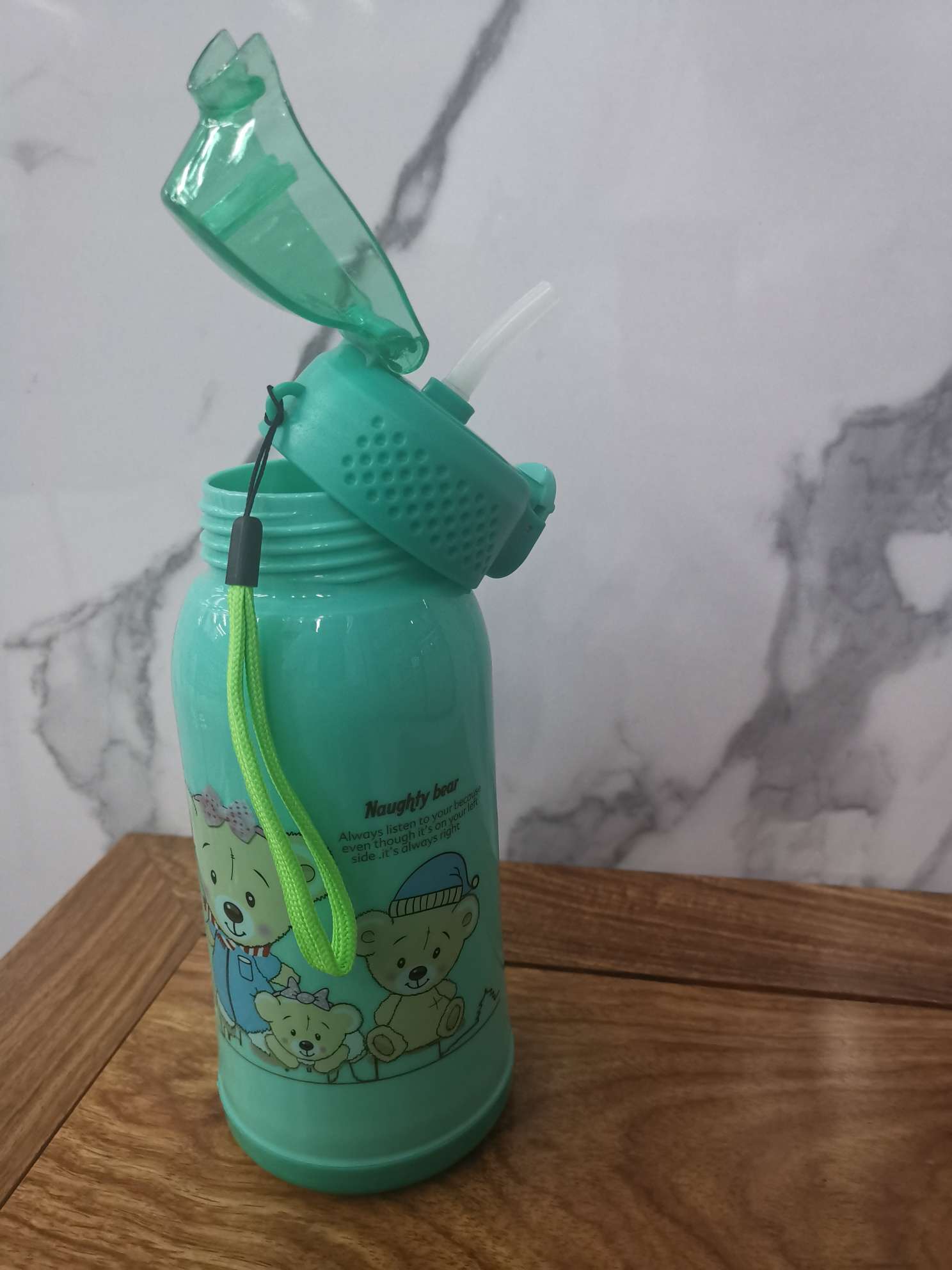 外贸水壶仿不锈钢水壶卡通水壶便携式商务水壶水杯外商受欢迎水壶白底实物图