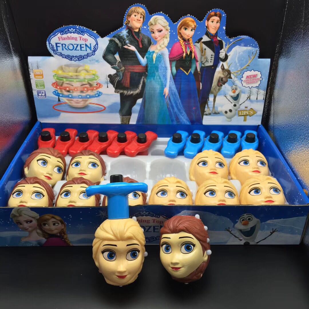 Gift gyroscope, seven-color flashing, outdoor luminous music, rotating, Frozen cartoon electric children's toys, boys' and girls' gifts details Picture