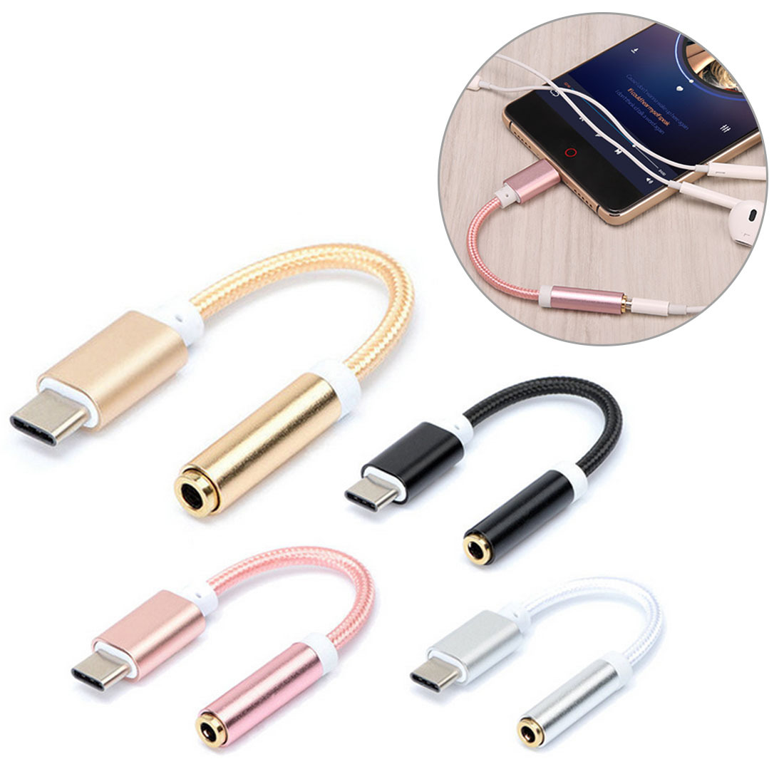 Type-c to 3.5 Audio Conversion Cable Type-c Phone headset conversion cable